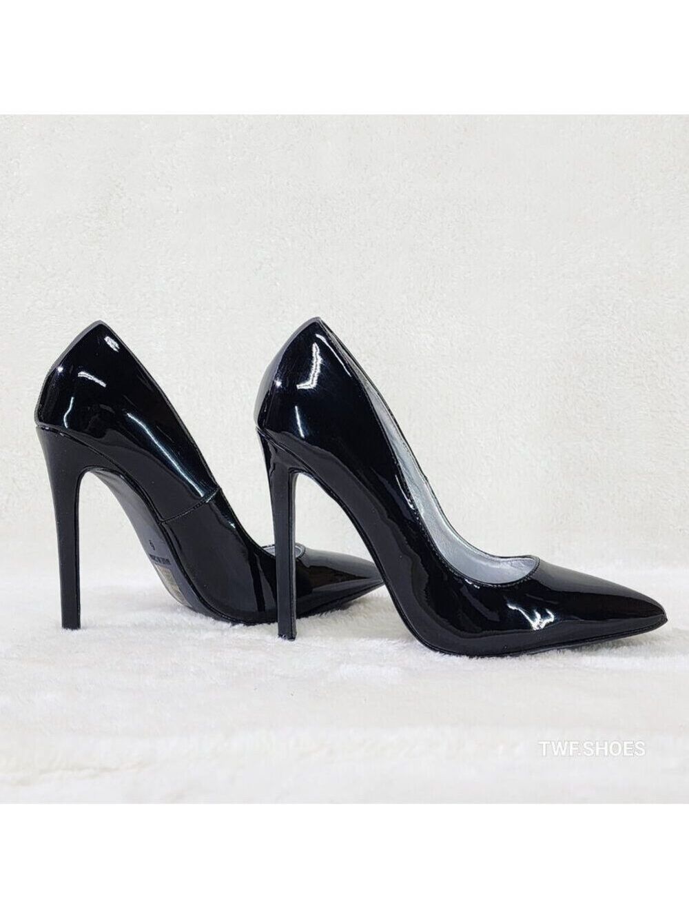 Gigi Blue Patent Stiletto High Heel Pointy Toe Pumps
